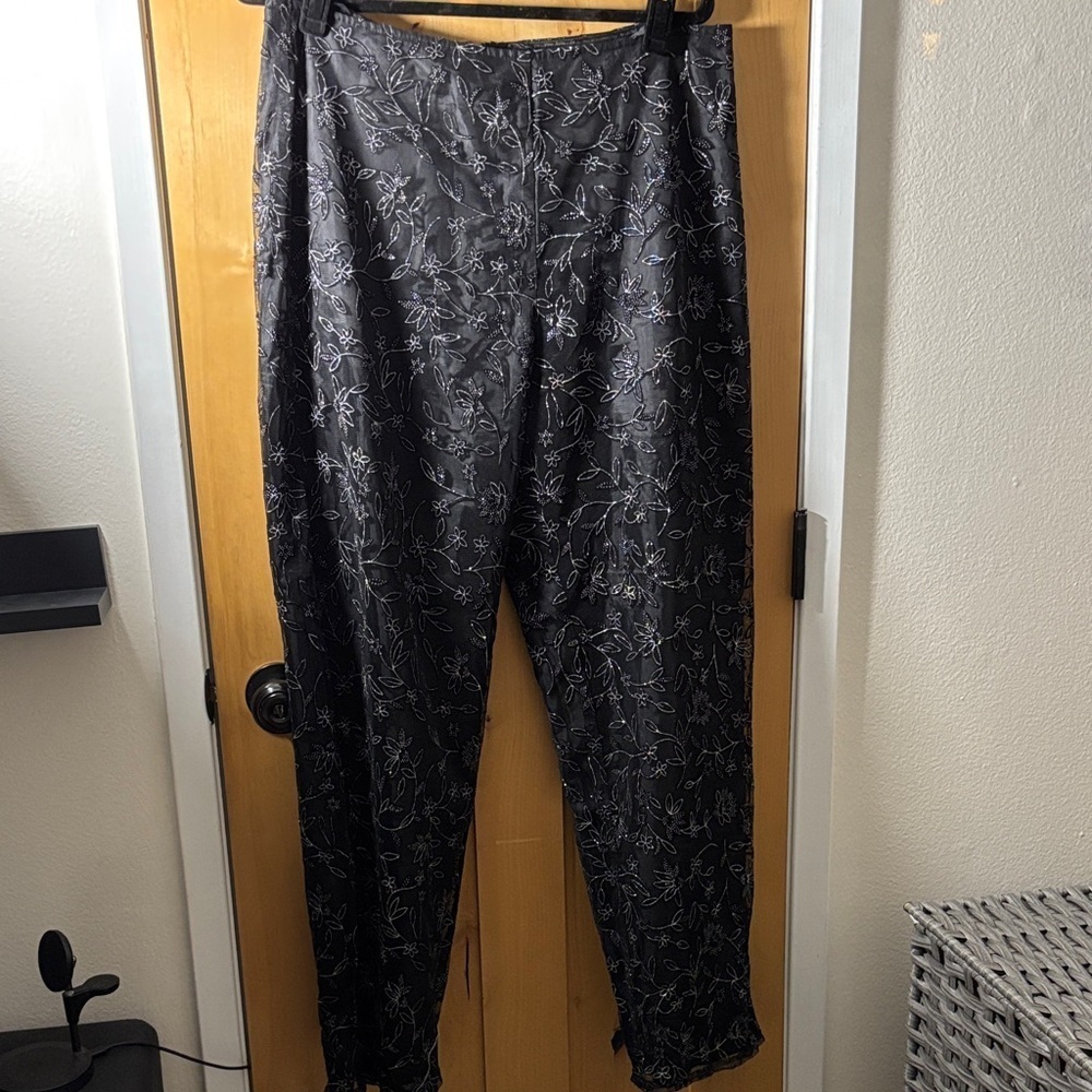 Ronni Nicole Black Floral Men's Dress Pants